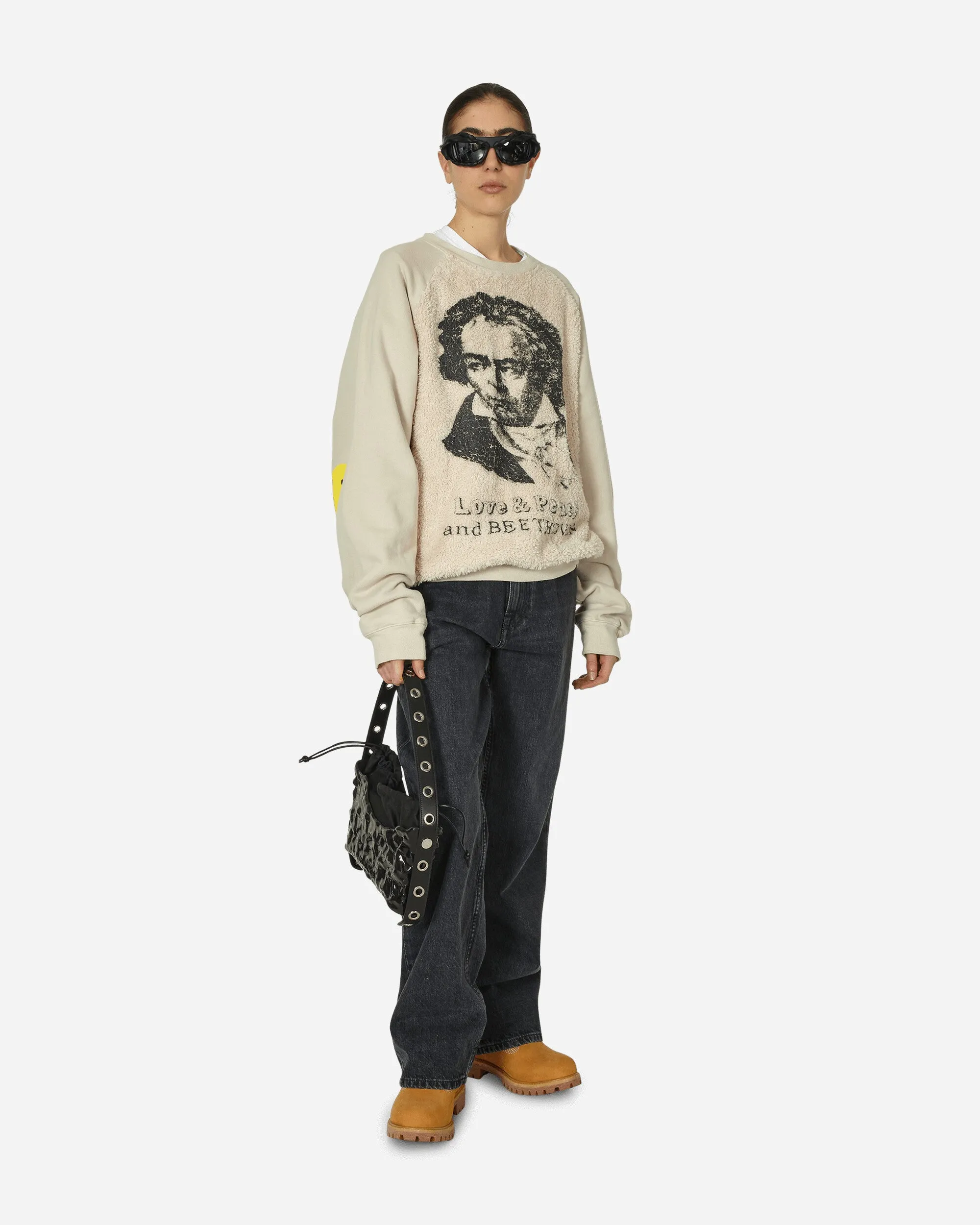 30/-SWT Knit x Fur Grizzly Sweatshirt (Profile Rainbowy & Beethoven) Ecru