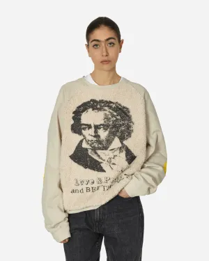 30/-SWT Knit x Fur Grizzly Sweatshirt (Profile Rainbowy & Beethoven) Ecru