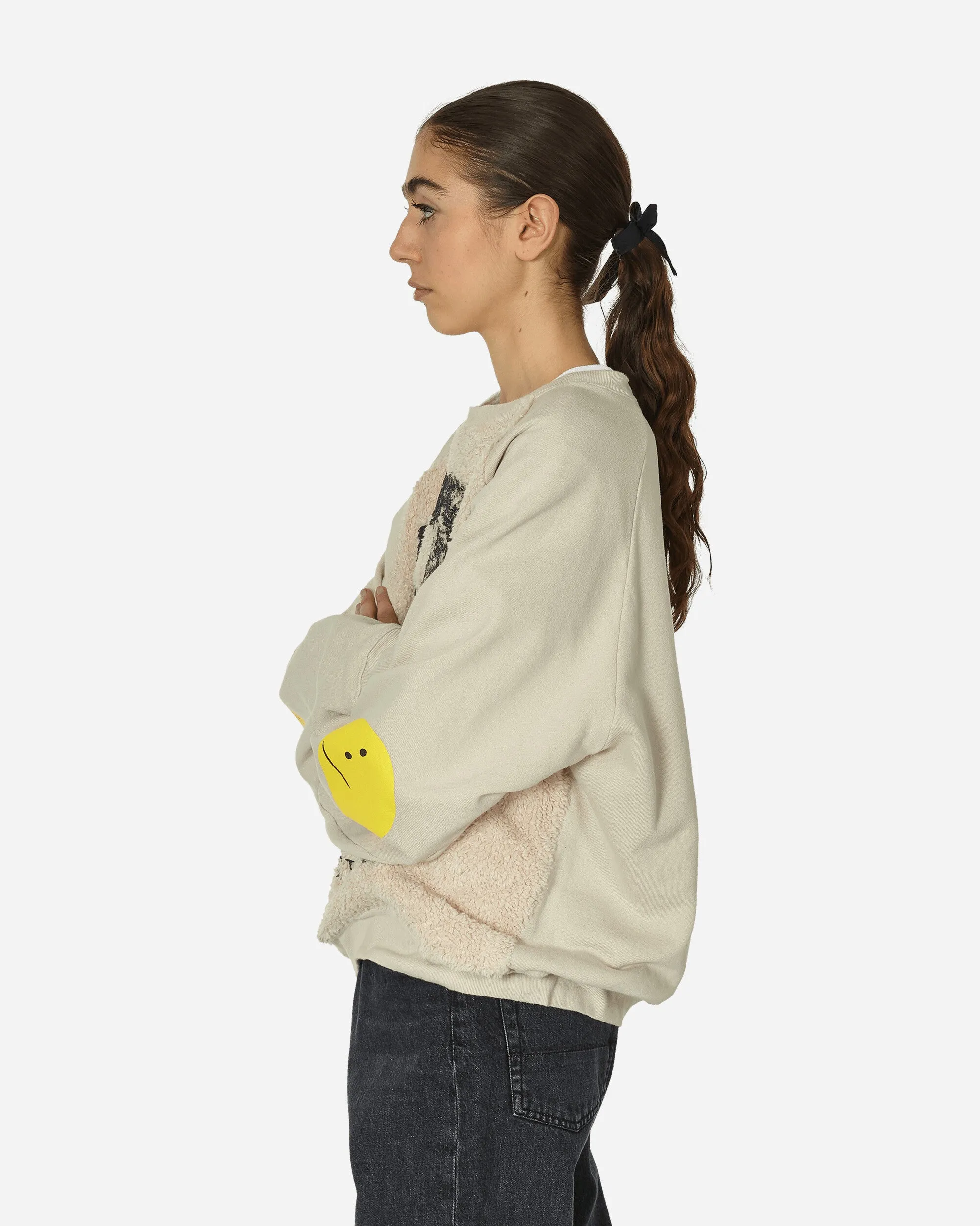 30/-SWT Knit x Fur Grizzly Sweatshirt (Profile Rainbowy & Beethoven) Ecru