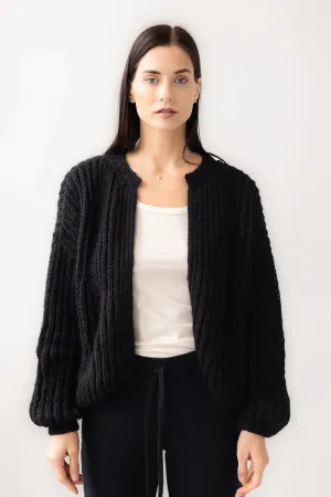 Alpaca Brioche Cardigan Black by Maiami
