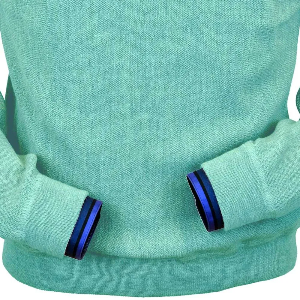 Baby Alpaca 'Links Stitch' Sweatshirt-Style Crew Neck Sweater in Aqua Heather by Peru Unlimited