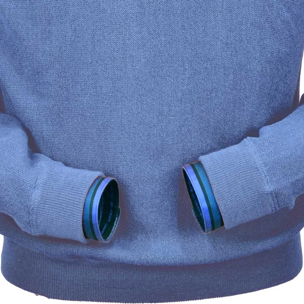 Baby Alpaca 'Links Stitch' Sweatshirt-Style Crew Neck Sweater in Atlantic Blue (Size XX-Large) by Peru Unlimited