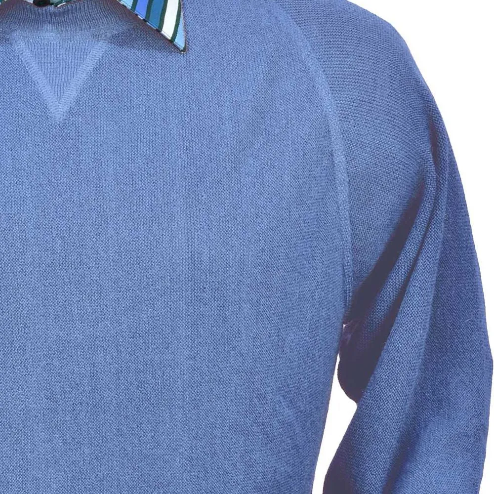 Baby Alpaca 'Links Stitch' Sweatshirt-Style Crew Neck Sweater in Atlantic Blue (Size XX-Large) by Peru Unlimited