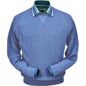 Baby Alpaca 'Links Stitch' Sweatshirt-Style Crew Neck Sweater in Atlantic Blue (Size XX-Large) by Peru Unlimited