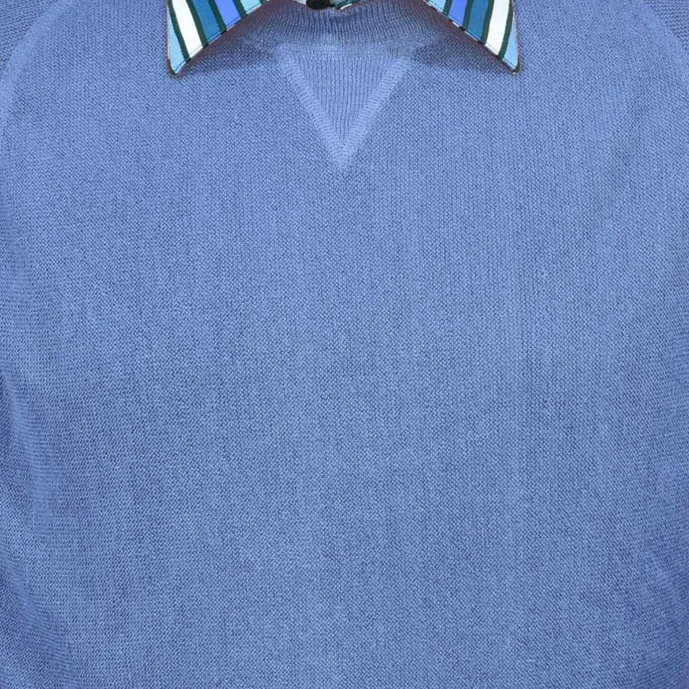 Baby Alpaca 'Links Stitch' Sweatshirt-Style Crew Neck Sweater in Atlantic Blue (Size XX-Large) by Peru Unlimited
