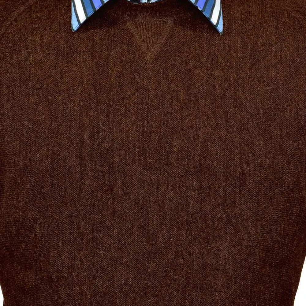 Baby Alpaca 'Links Stitch' Sweatshirt-Style Crew Neck Sweater in Bark Heather by Peru Unlimited