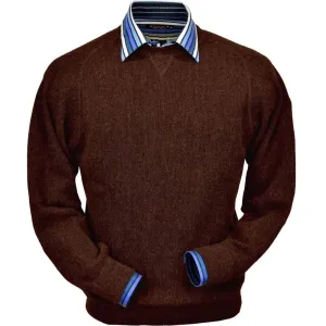 Baby Alpaca 'Links Stitch' Sweatshirt-Style Crew Neck Sweater in Bark Heather by Peru Unlimited