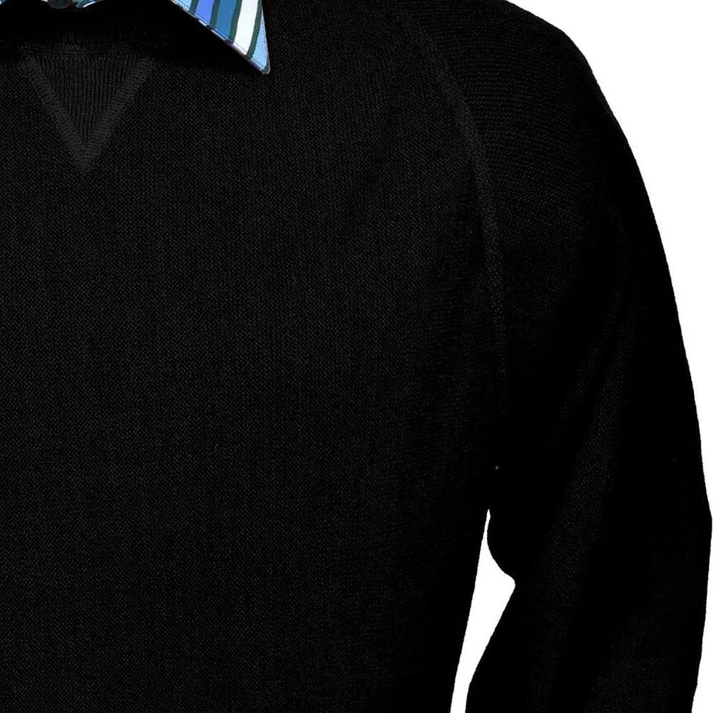 Baby Alpaca 'Links Stitch' Sweatshirt-Style Crew Neck Sweater in Black by Peru Unlimited