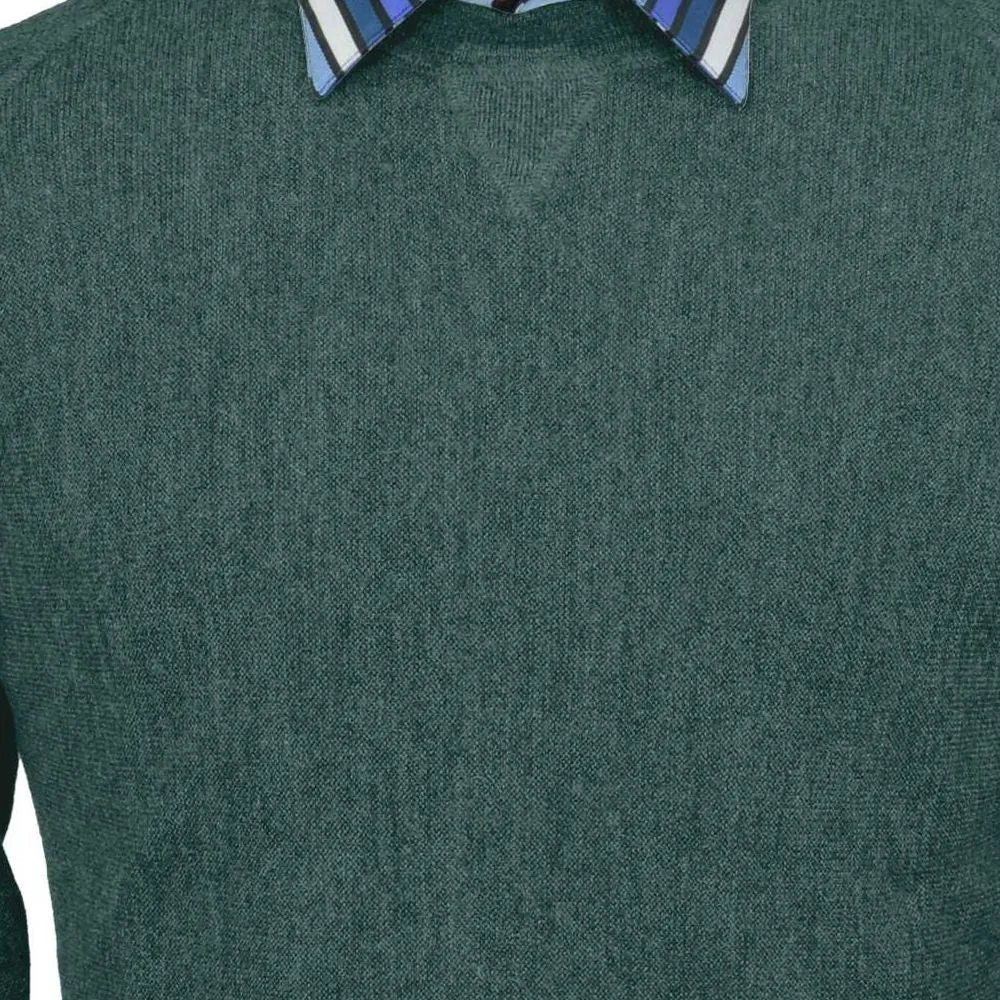 Baby Alpaca 'Links Stitch' Sweatshirt-Style Crew Neck Sweater in Bluegrass Heather by Peru Unlimited