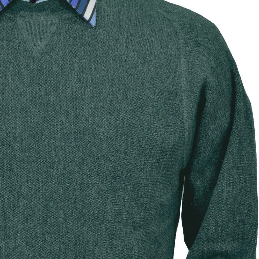 Baby Alpaca 'Links Stitch' Sweatshirt-Style Crew Neck Sweater in Bluegrass Heather by Peru Unlimited