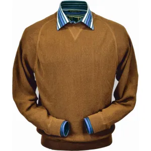 Baby Alpaca 'Links Stitch' Sweatshirt-Style Crew Neck Sweater in Brick Heather by Peru Unlimited