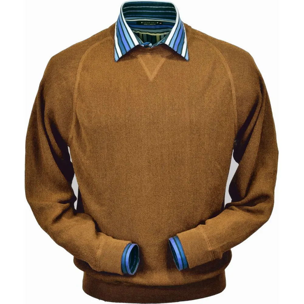 Baby Alpaca 'Links Stitch' Sweatshirt-Style Crew Neck Sweater in Brick Heather by Peru Unlimited