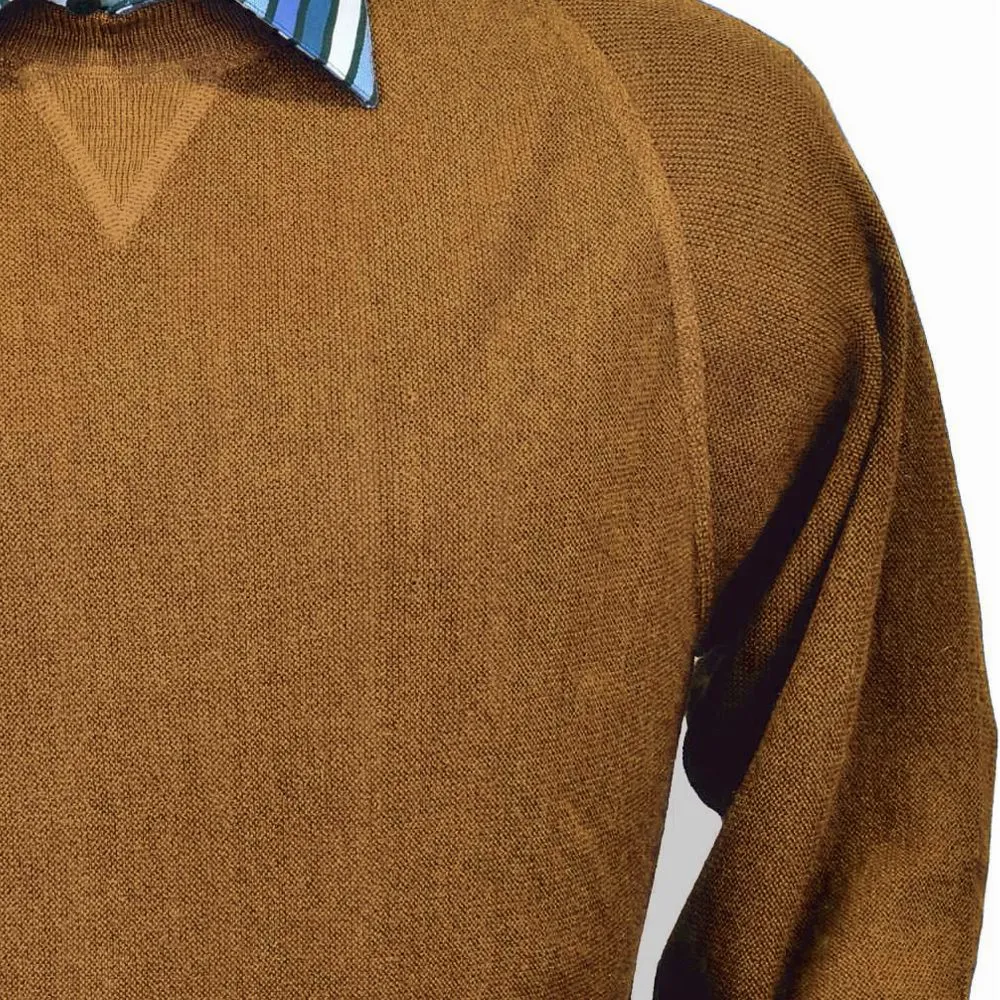 Baby Alpaca 'Links Stitch' Sweatshirt-Style Crew Neck Sweater in Brick Heather by Peru Unlimited
