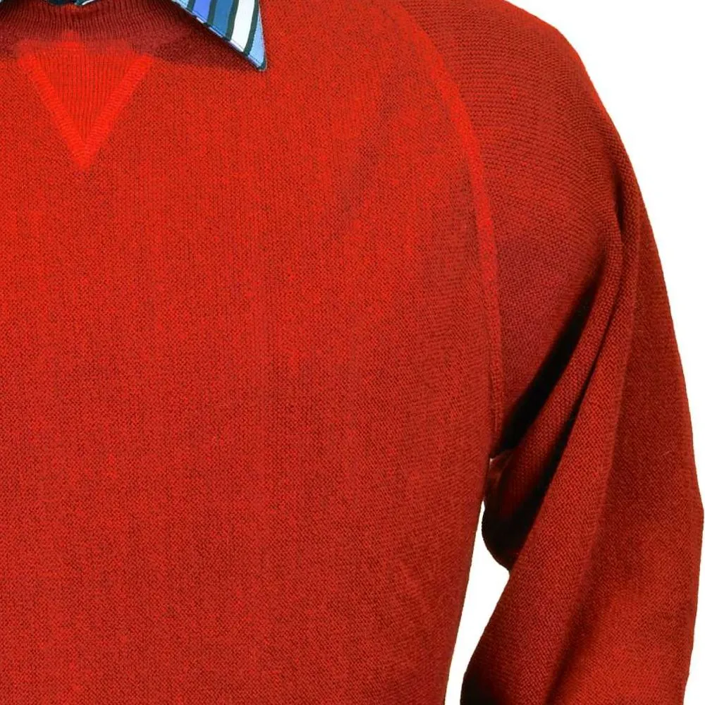 Baby Alpaca 'Links Stitch' Sweatshirt-Style Crew Neck Sweater in Bright Red by Peru Unlimited