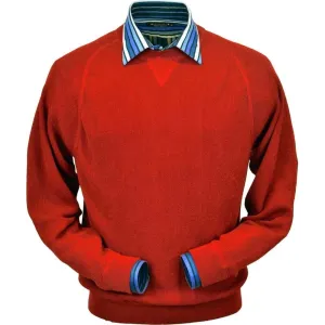 Baby Alpaca 'Links Stitch' Sweatshirt-Style Crew Neck Sweater in Bright Red by Peru Unlimited
