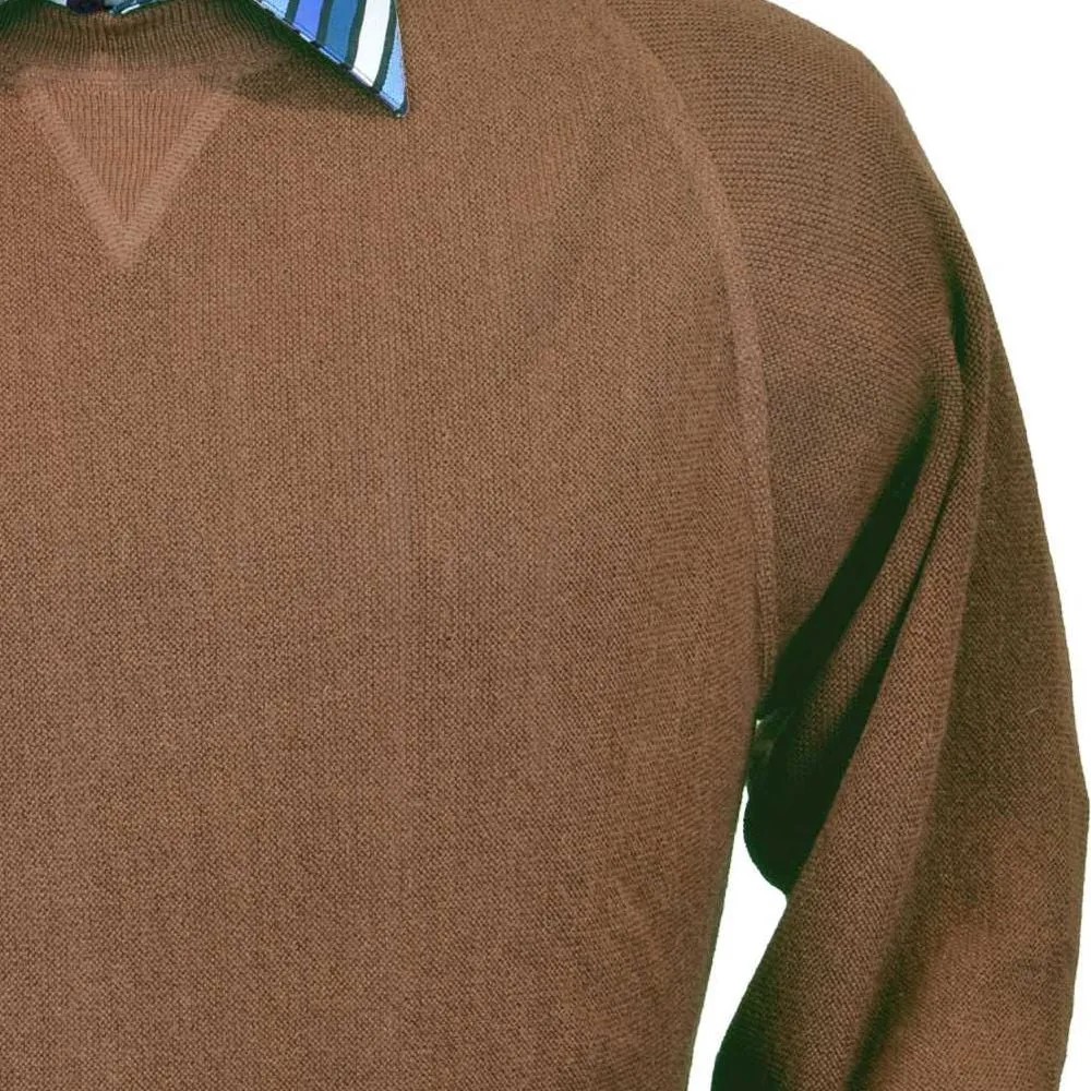Baby Alpaca 'Links Stitch' Sweatshirt-Style Crew Neck Sweater in Camel by Peru Unlimited