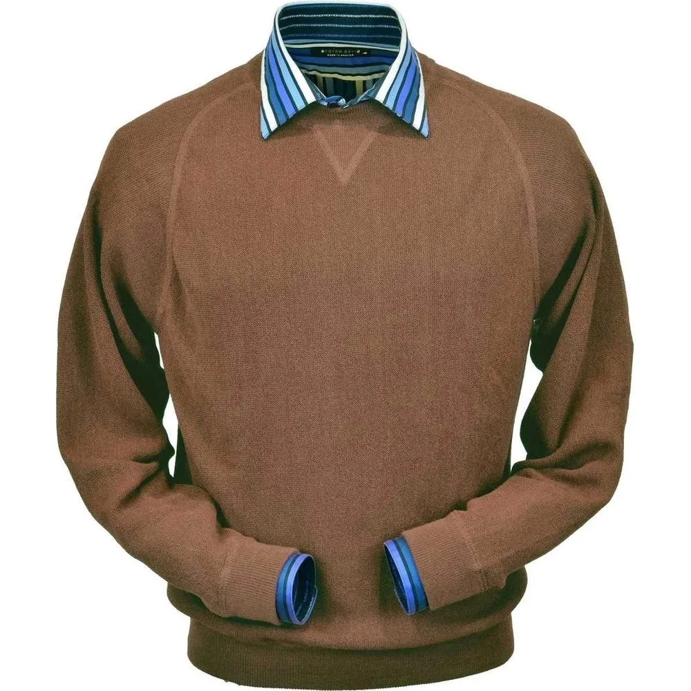 Baby Alpaca 'Links Stitch' Sweatshirt-Style Crew Neck Sweater in Camel by Peru Unlimited