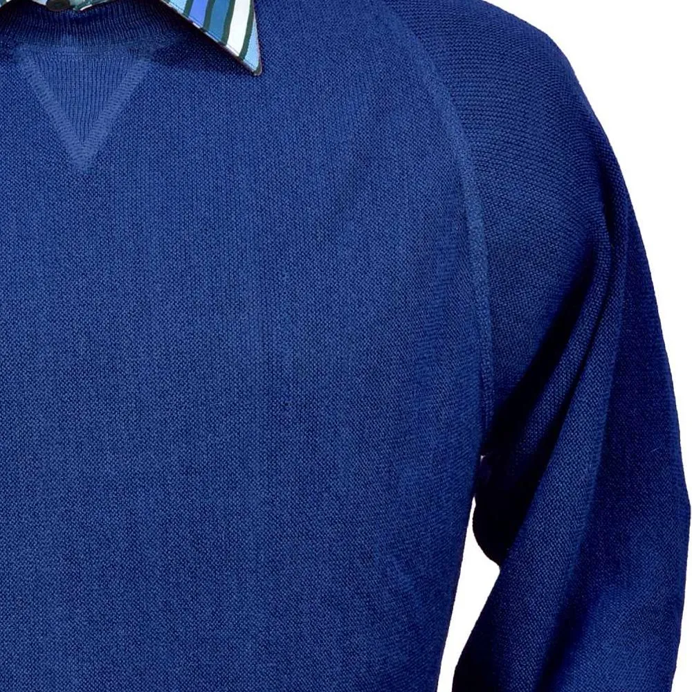 Baby Alpaca 'Links Stitch' Sweatshirt-Style Crew Neck Sweater in Electric Blue by Peru Unlimited