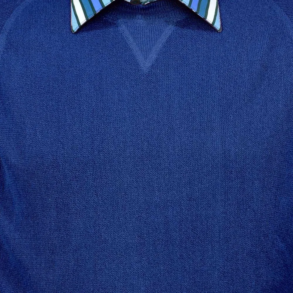 Baby Alpaca 'Links Stitch' Sweatshirt-Style Crew Neck Sweater in Electric Blue by Peru Unlimited