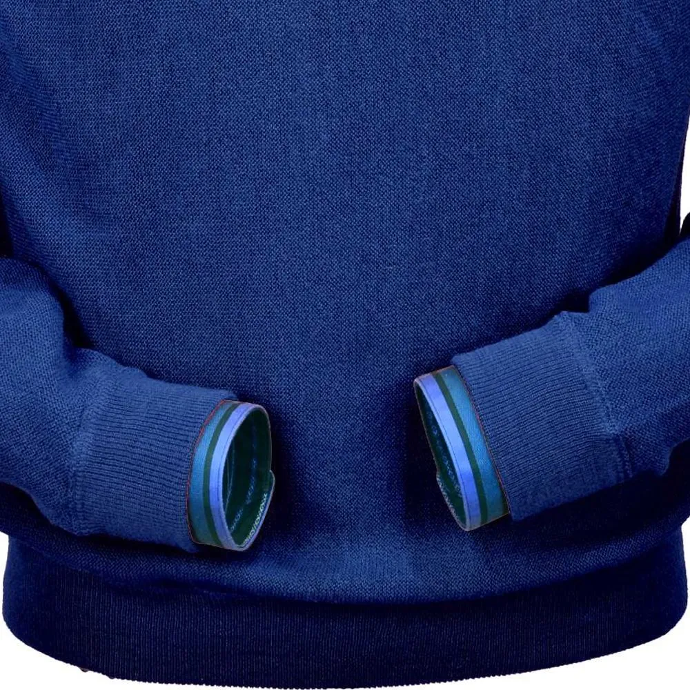 Baby Alpaca 'Links Stitch' Sweatshirt-Style Crew Neck Sweater in Electric Blue by Peru Unlimited