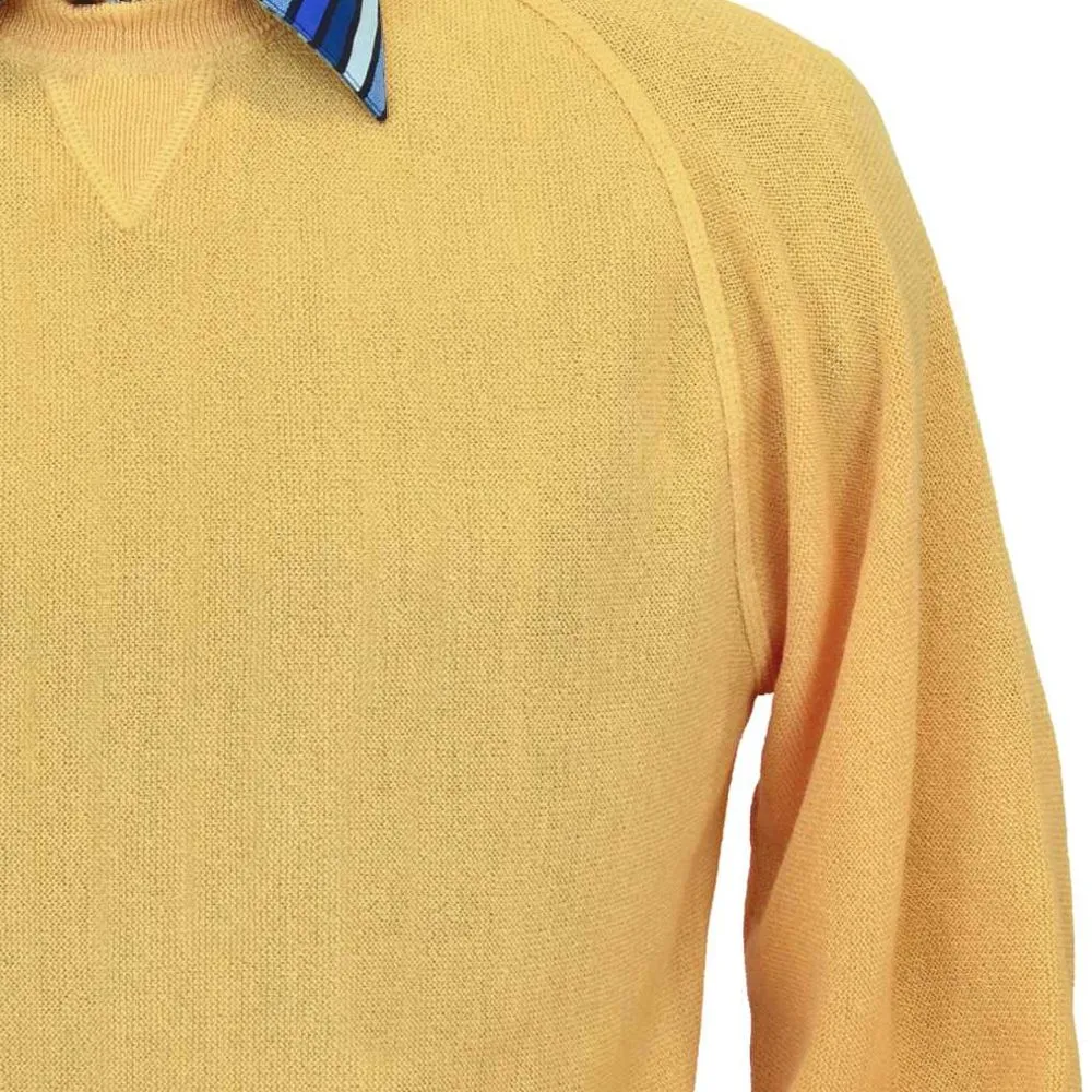 Baby Alpaca 'Links Stitch' Sweatshirt-Style Crew Neck Sweater in Gold by Peru Unlimited