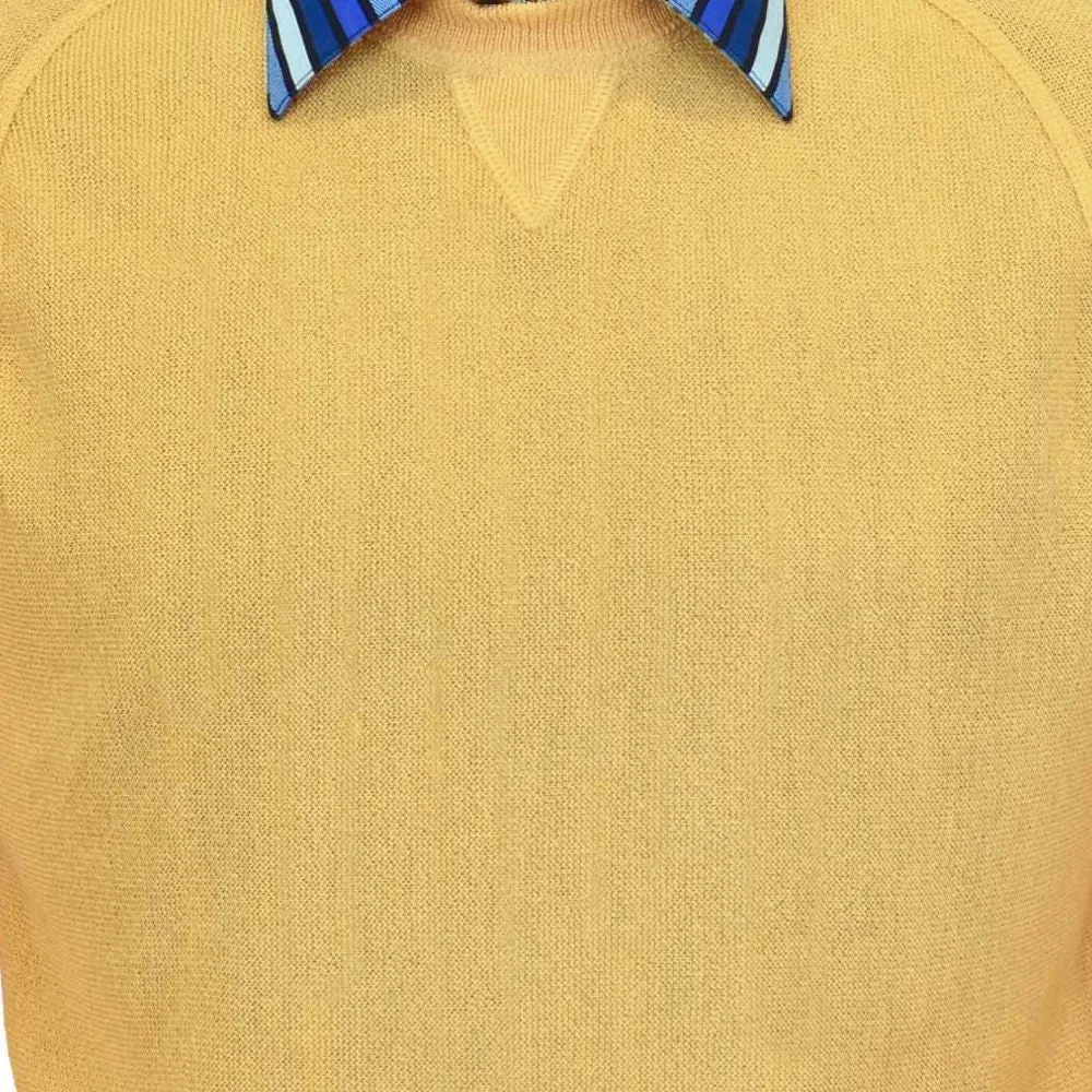 Baby Alpaca 'Links Stitch' Sweatshirt-Style Crew Neck Sweater in Gold by Peru Unlimited