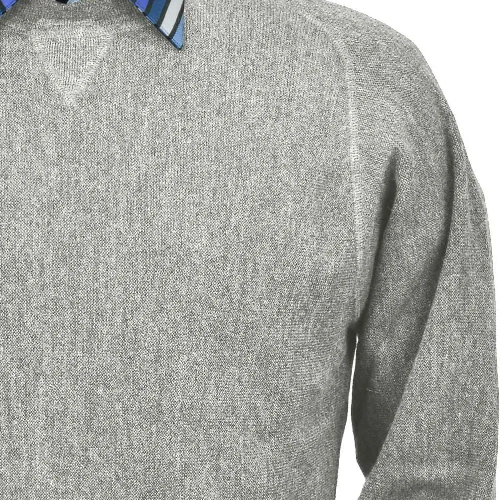 Baby Alpaca 'Links Stitch' Sweatshirt-Style Crew Neck Sweater in Light Grey Heather by Peru Unlimited