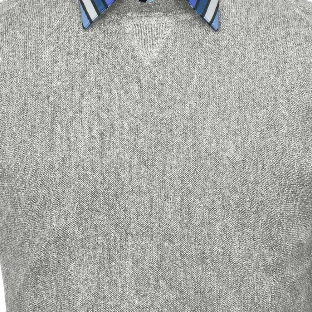 Baby Alpaca 'Links Stitch' Sweatshirt-Style Crew Neck Sweater in Light Grey Heather by Peru Unlimited