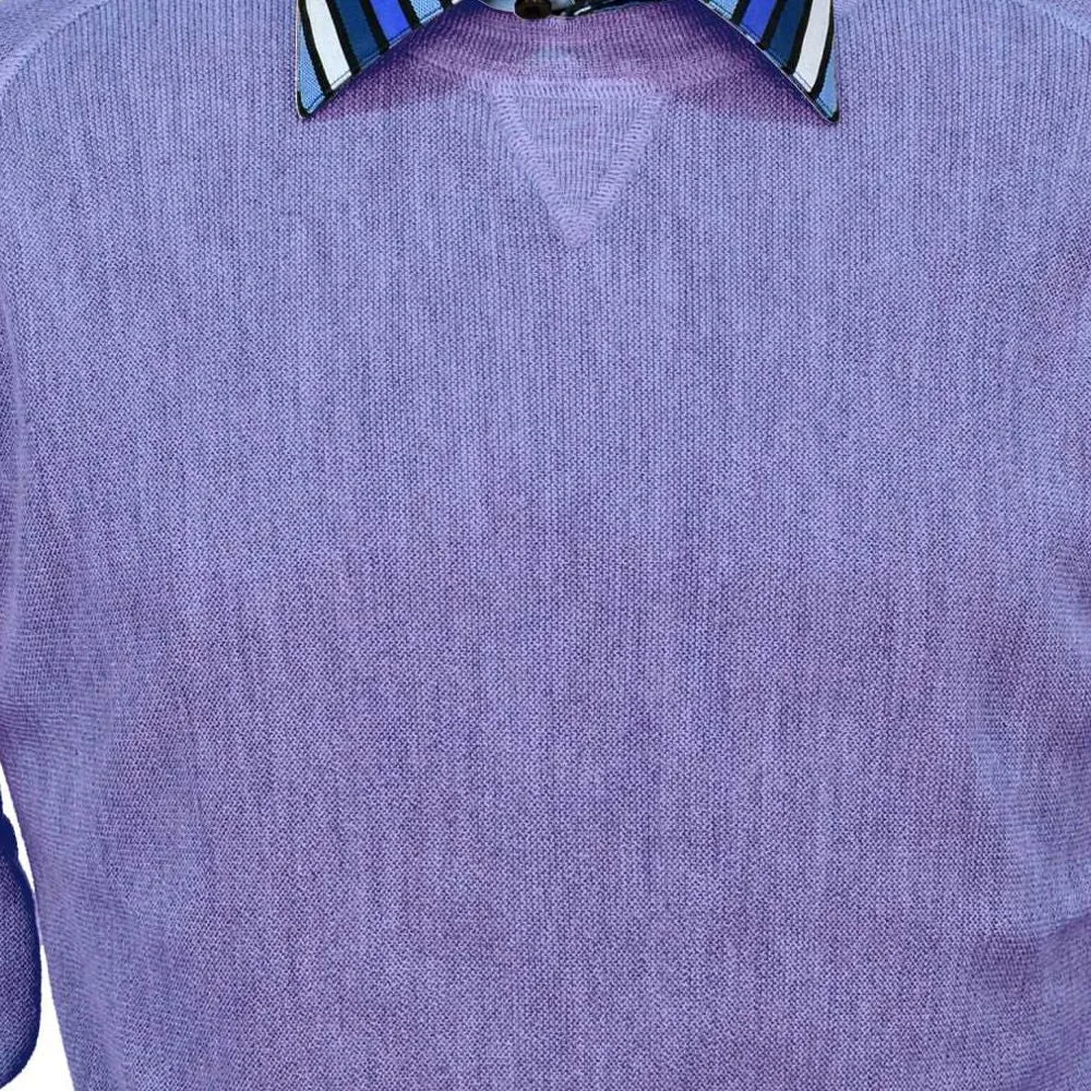 Baby Alpaca 'Links Stitch' Sweatshirt-Style Crew Neck Sweater in Lilac Heather by Peru Unlimited