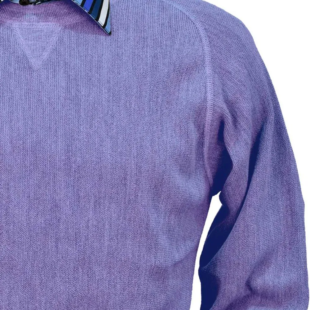 Baby Alpaca 'Links Stitch' Sweatshirt-Style Crew Neck Sweater in Lilac Heather by Peru Unlimited