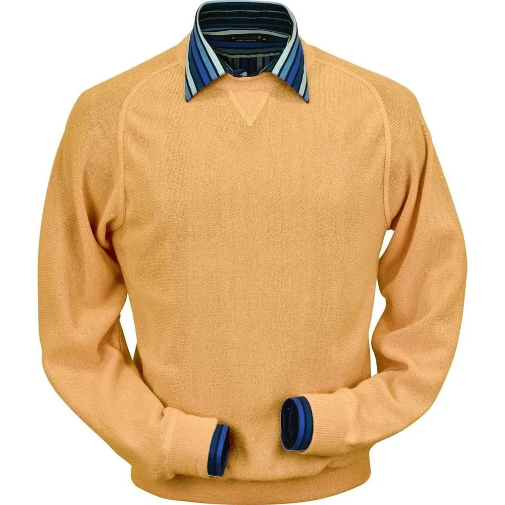 Baby Alpaca 'Links Stitch' Sweatshirt-Style Crew Neck Sweater in Melon by Peru Unlimited