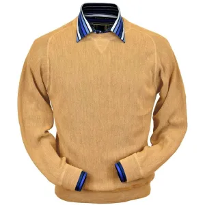 Baby Alpaca 'Links Stitch' Sweatshirt-Style Crew Neck Sweater in Melon Heather by Peru Unlimited