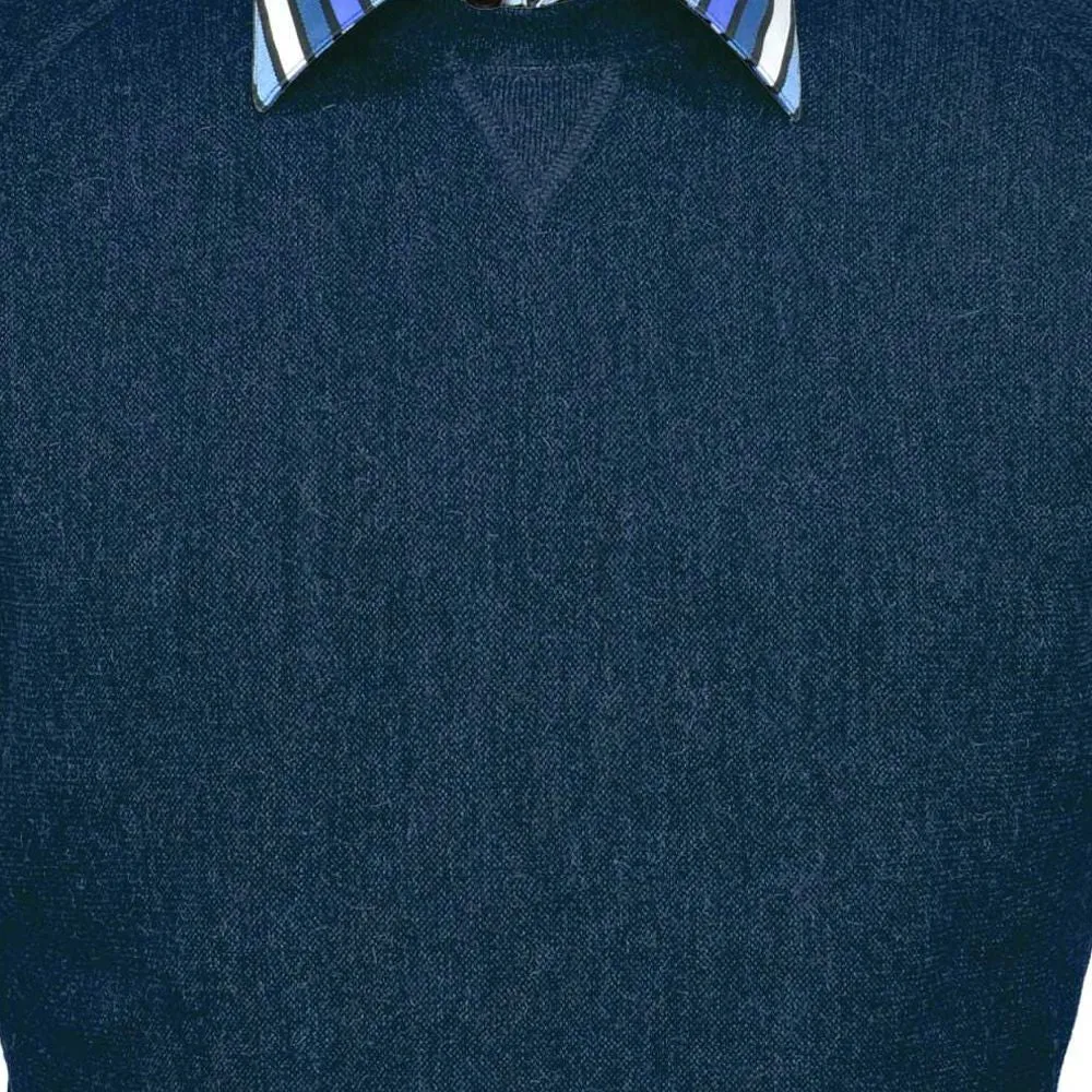 Baby Alpaca 'Links Stitch' Sweatshirt-Style Crew Neck Sweater in Midnight Heather by Peru Unlimited