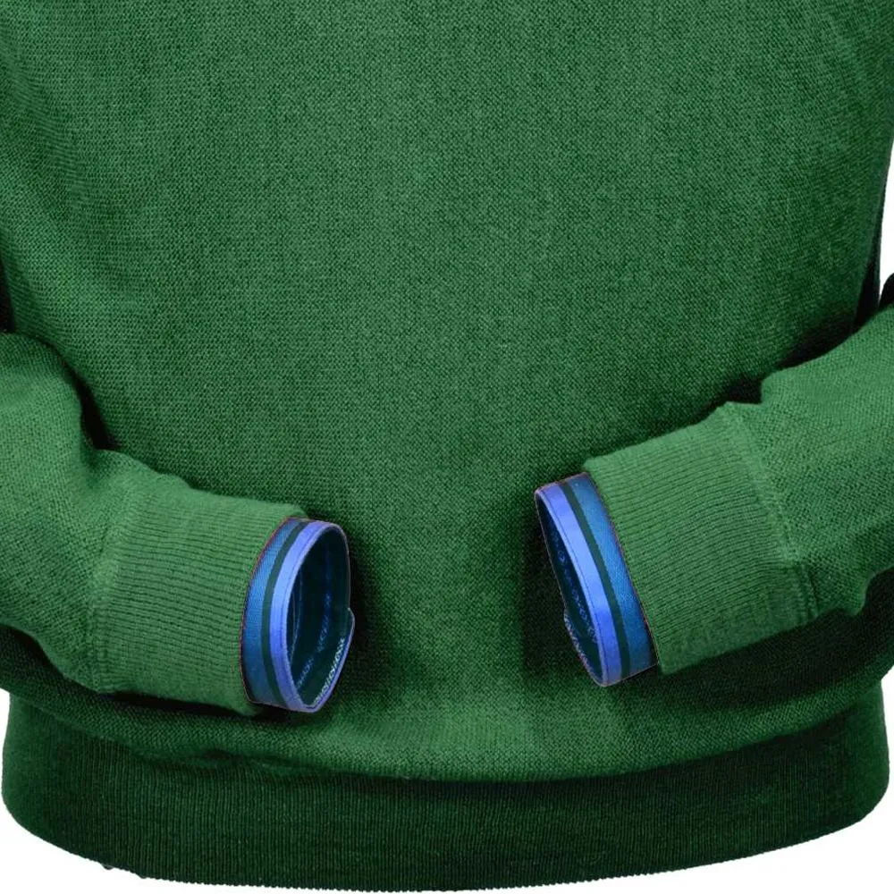 Baby Alpaca 'Links Stitch' Sweatshirt-Style Crew Neck Sweater in Pebble Green (Size XX-Large) by Peru Unlimited