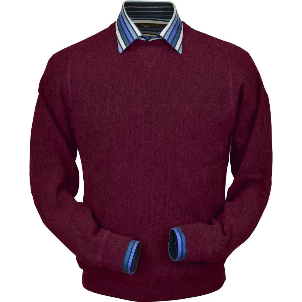 Baby Alpaca 'Links Stitch' Sweatshirt-Style Crew Neck Sweater in Raspberry by Peru Unlimited