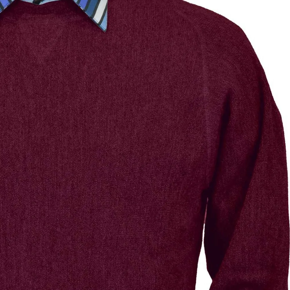 Baby Alpaca 'Links Stitch' Sweatshirt-Style Crew Neck Sweater in Raspberry by Peru Unlimited