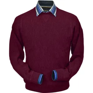 Baby Alpaca 'Links Stitch' Sweatshirt-Style Crew Neck Sweater in Raspberry by Peru Unlimited