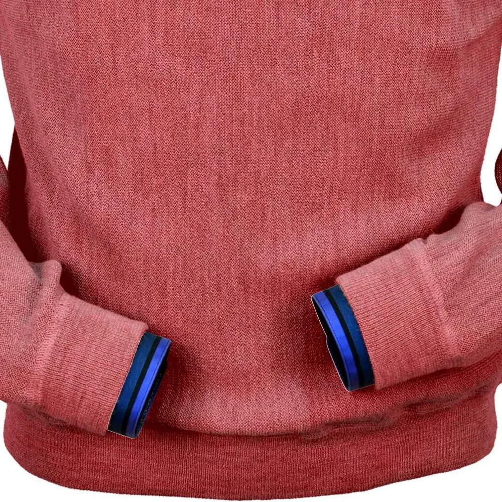 Baby Alpaca 'Links Stitch' Sweatshirt-Style Crew Neck Sweater in Red Coral Heather by Peru Unlimited