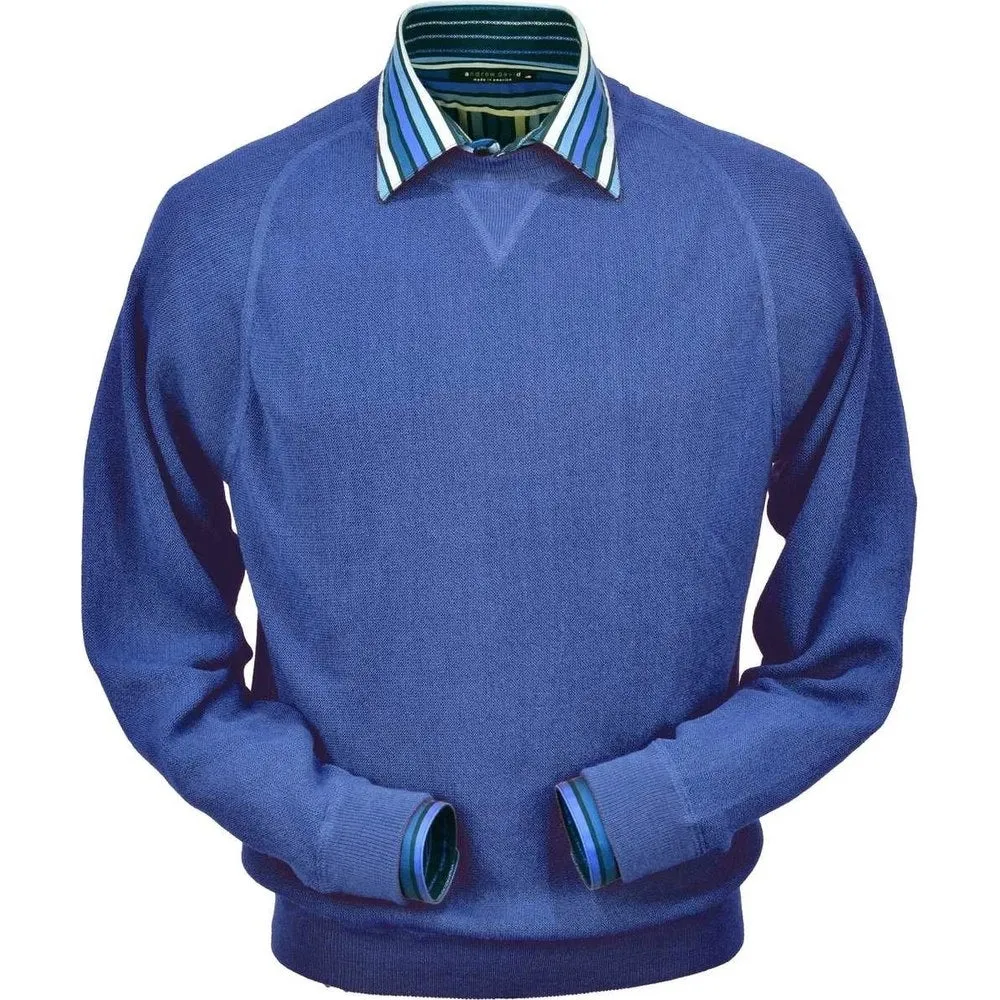 Baby Alpaca 'Links Stitch' Sweatshirt-Style Crew Neck Sweater in Royal Blue by Peru Unlimited