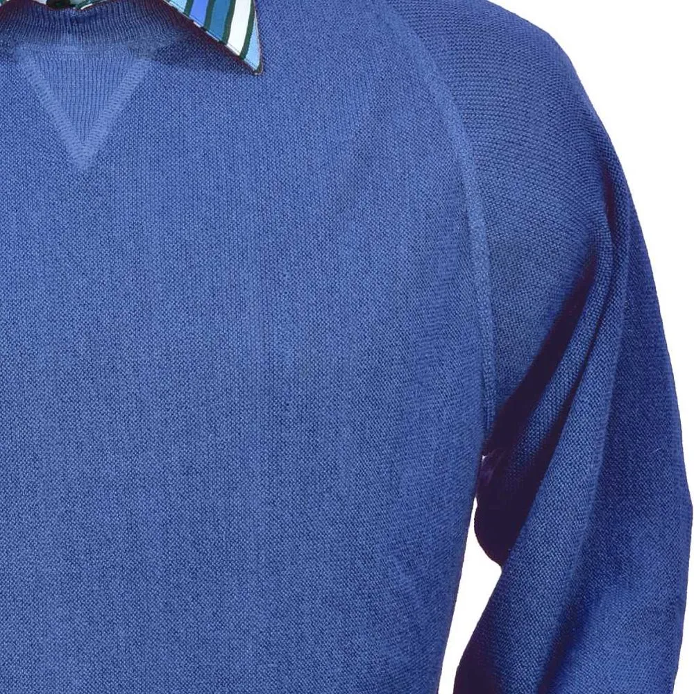 Baby Alpaca 'Links Stitch' Sweatshirt-Style Crew Neck Sweater in Royal Blue by Peru Unlimited