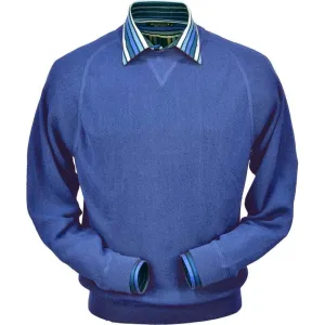 Baby Alpaca 'Links Stitch' Sweatshirt-Style Crew Neck Sweater in Royal Blue by Peru Unlimited