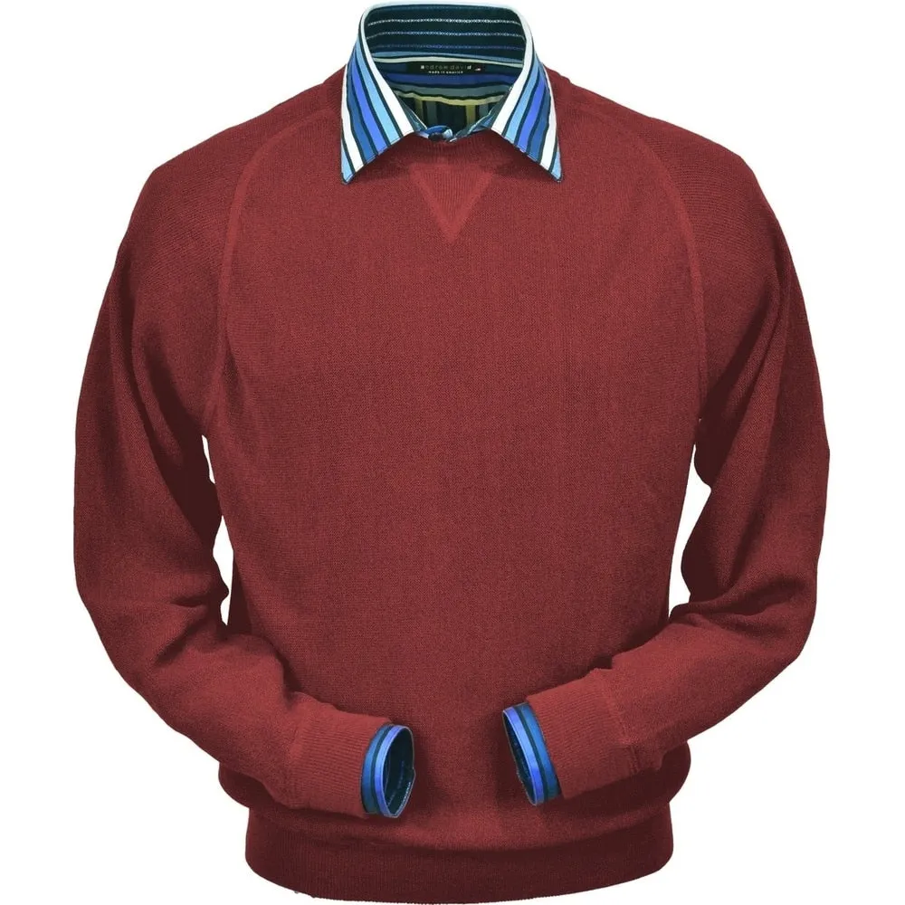 Baby Alpaca 'Links Stitch' Sweatshirt-Style Crew Neck Sweater in Rust by Peru Unlimited