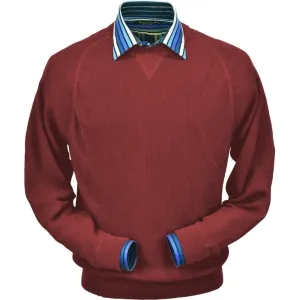 Baby Alpaca 'Links Stitch' Sweatshirt-Style Crew Neck Sweater in Rust by Peru Unlimited