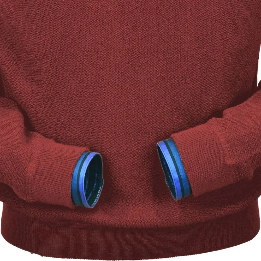 Baby Alpaca 'Links Stitch' Sweatshirt-Style Crew Neck Sweater in Rust by Peru Unlimited