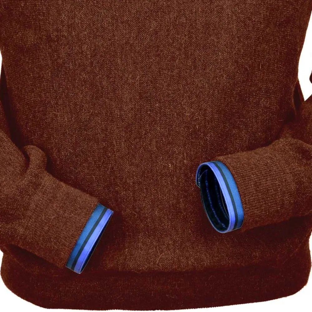 Baby Alpaca 'Links Stitch' Sweatshirt-Style Crew Neck Sweater in Rust Heather by Peru Unlimited