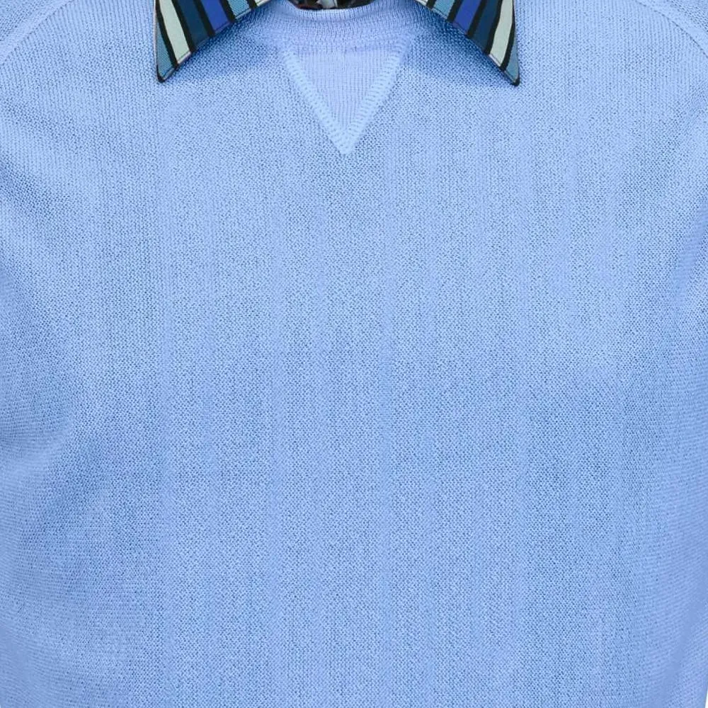 Baby Alpaca 'Links Stitch' Sweatshirt-Style Crew Neck Sweater in Sea Blue by Peru Unlimited