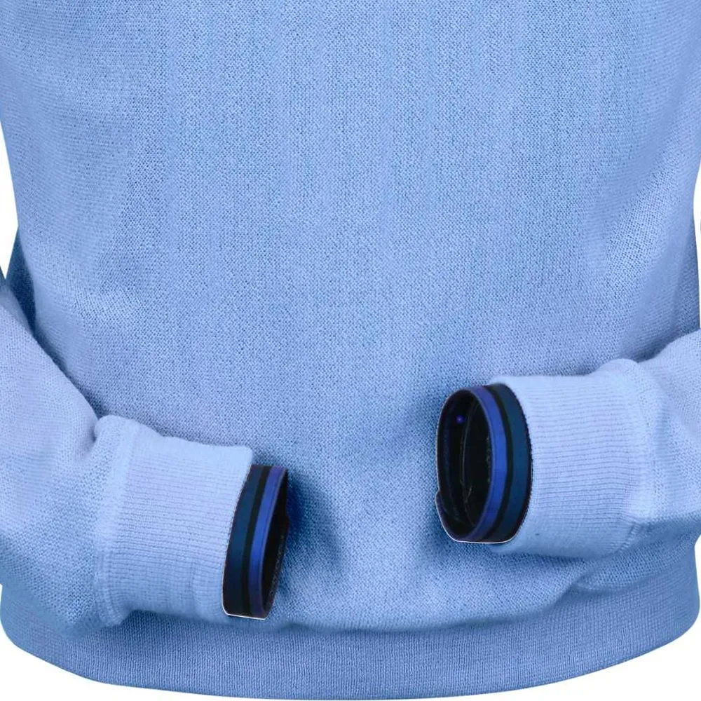 Baby Alpaca 'Links Stitch' Sweatshirt-Style Crew Neck Sweater in Sea Blue by Peru Unlimited