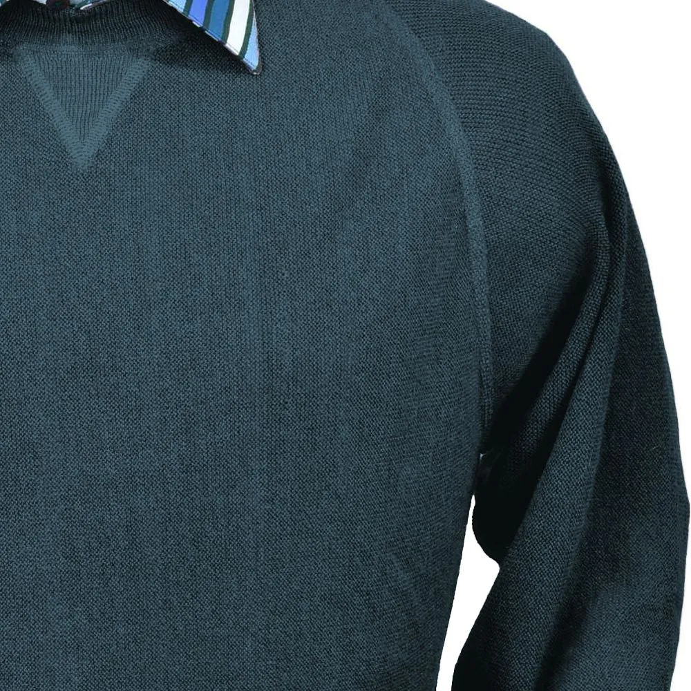 Baby Alpaca 'Links Stitch' Sweatshirt-Style Crew Neck Sweater in Steel Blue by Peru Unlimited
