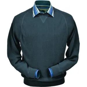 Baby Alpaca 'Links Stitch' Sweatshirt-Style Crew Neck Sweater in Steel Blue by Peru Unlimited