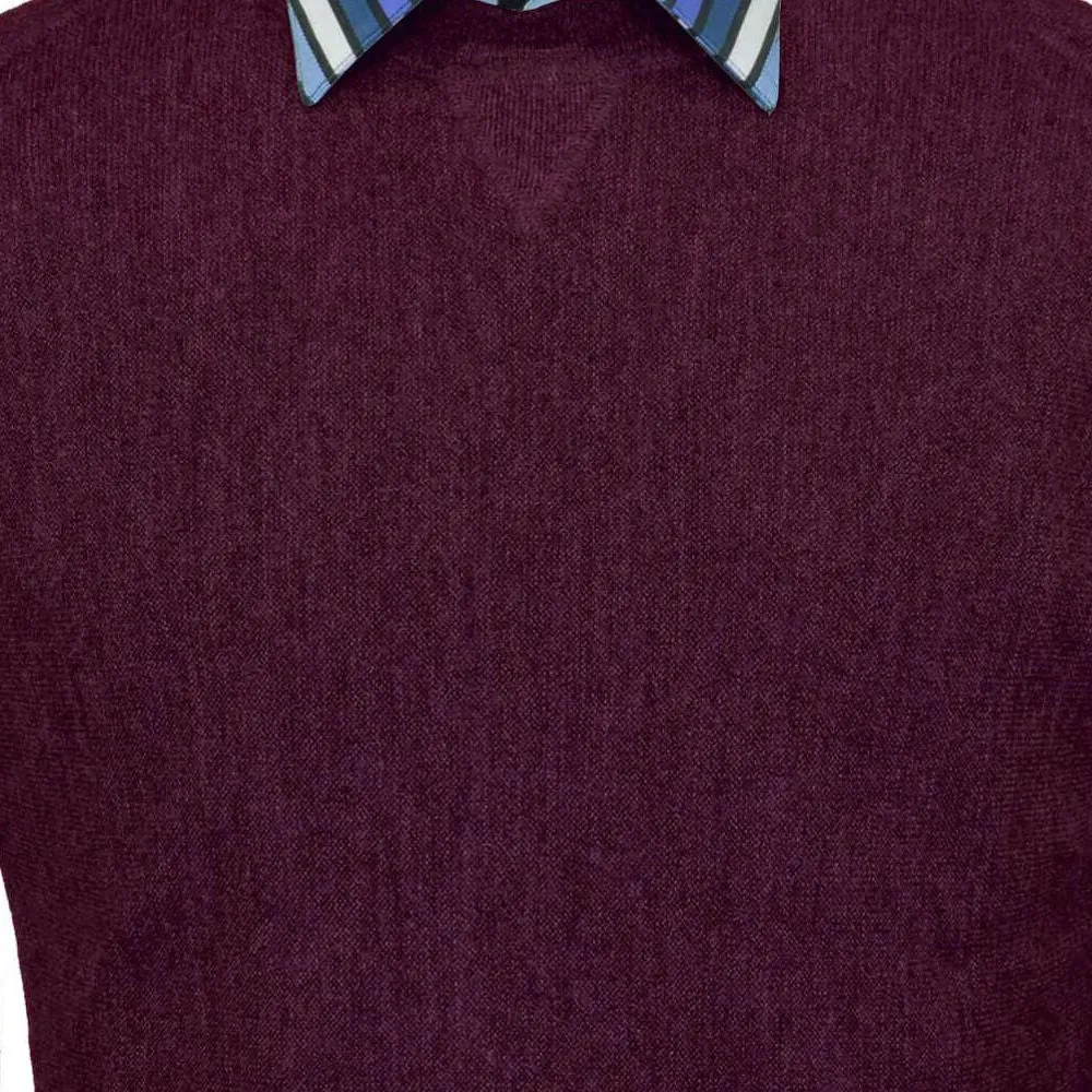 Baby Alpaca 'Links Stitch' Sweatshirt-Style Crew Neck Sweater in Wine by Peru Unlimited